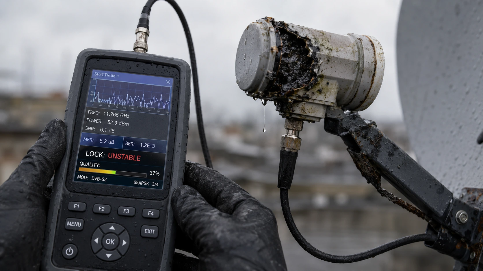 Damaged or Defective LNB Symptoms in an IPTV System