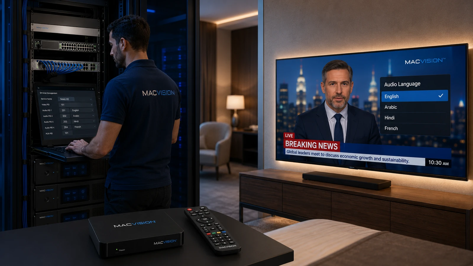 Multilingual Audio Track Configuration for Hotel IPTV Channels