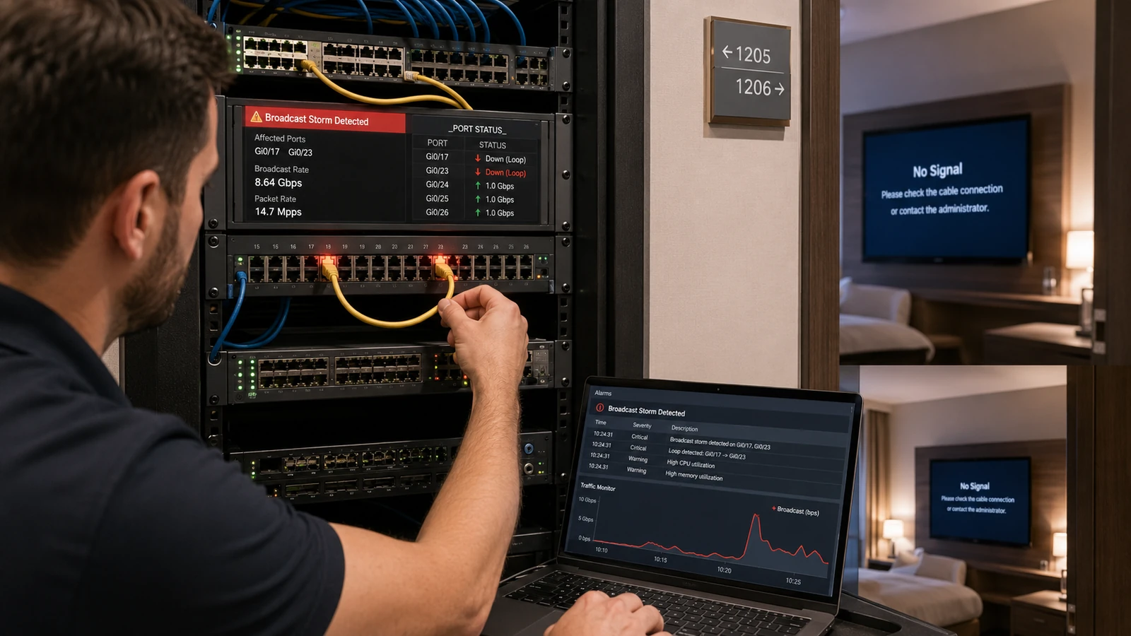Network Loop and Broadcast Storm Symptoms in IPTV Systems